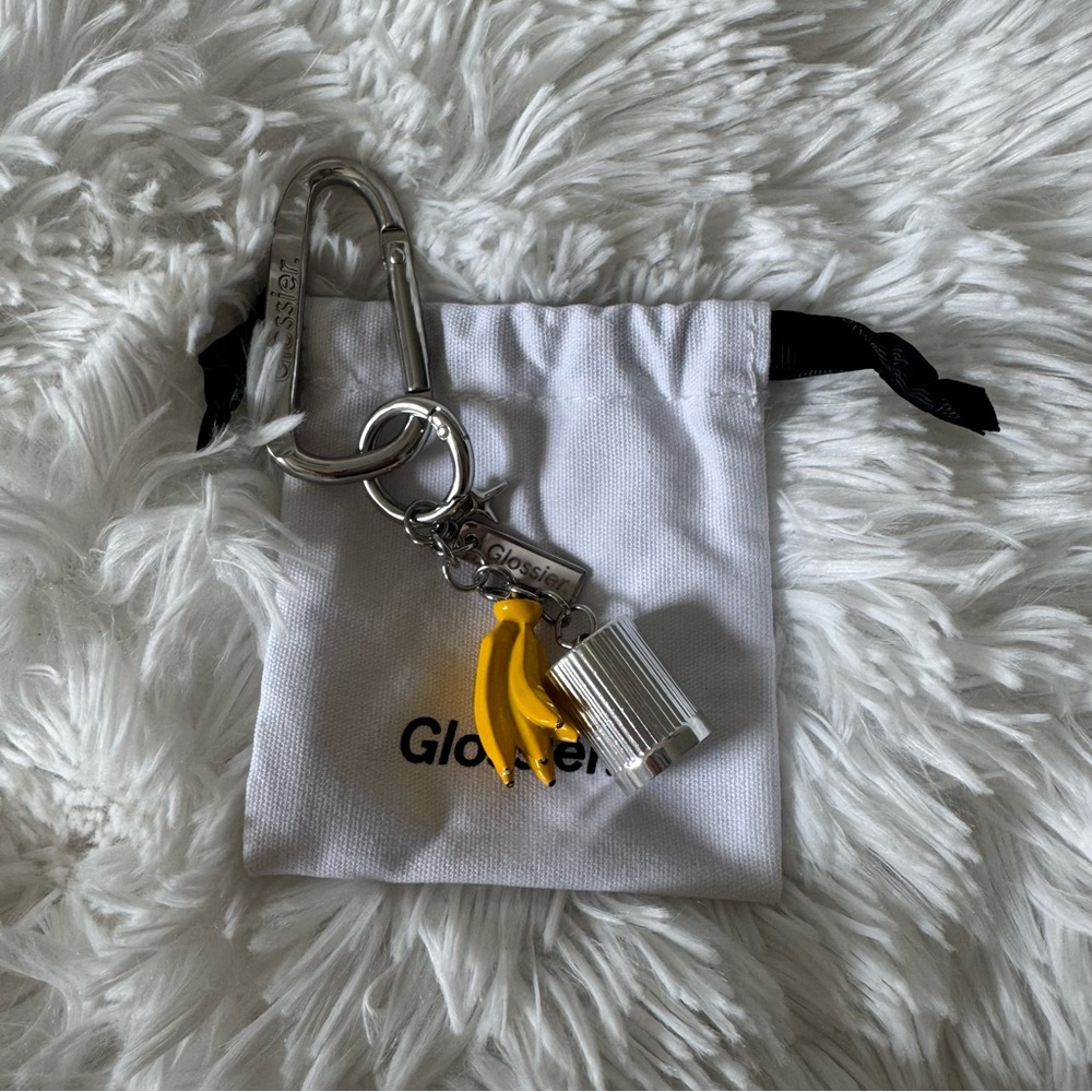 Glossier Silver and Yellow Keychain Accessory